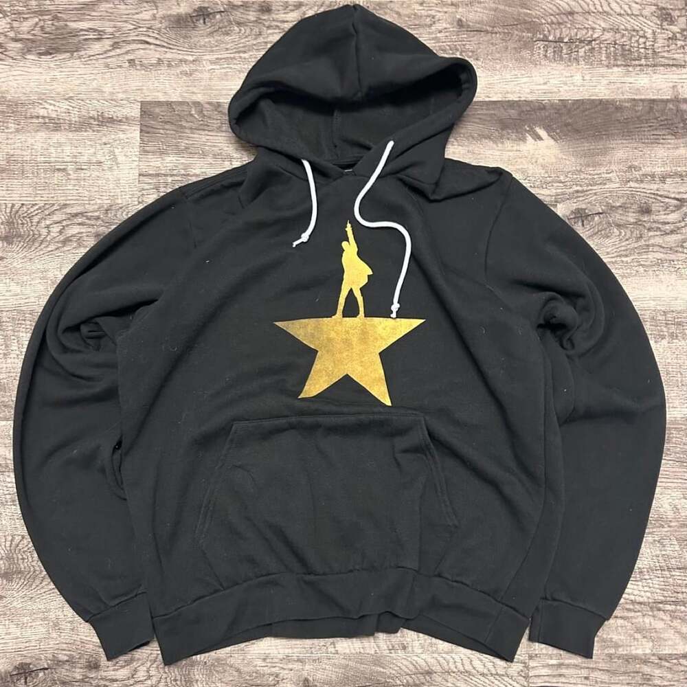 Hamilton The Musical Broadway Logo Hoodie X-Large Black Gold